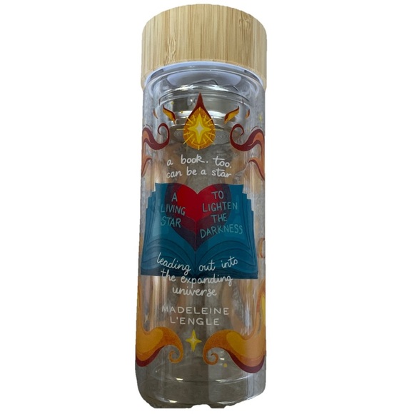 Inspirational Water Bottle - Clear Glads with Bamboo Lid Like New Tea Gift - Picture 1 of 6